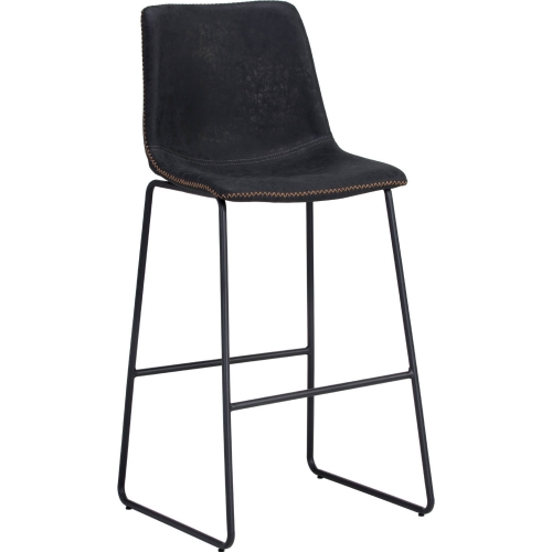 Cal Bar Stool in Black Leatherette & Steel (Set of 2)